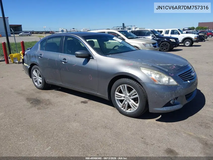 2013 Infiniti G37X VIN: JN1CV6AR7DM757316 Lot: 45366365