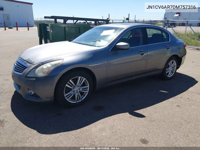 2013 Infiniti G37X VIN: JN1CV6AR7DM757316 Lot: 45366365