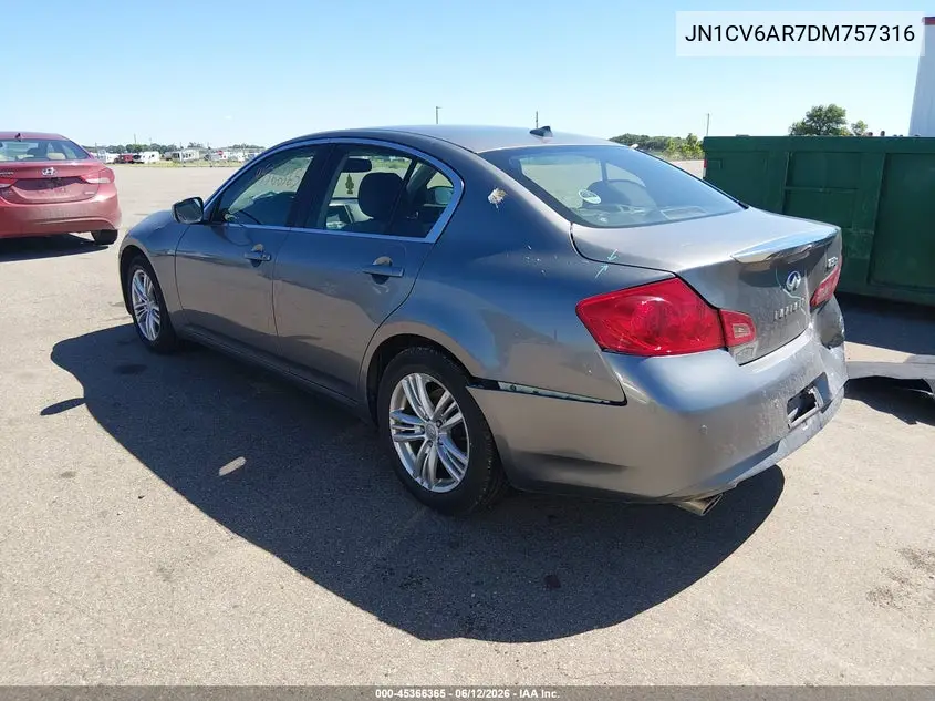 2013 Infiniti G37X VIN: JN1CV6AR7DM757316 Lot: 45366365