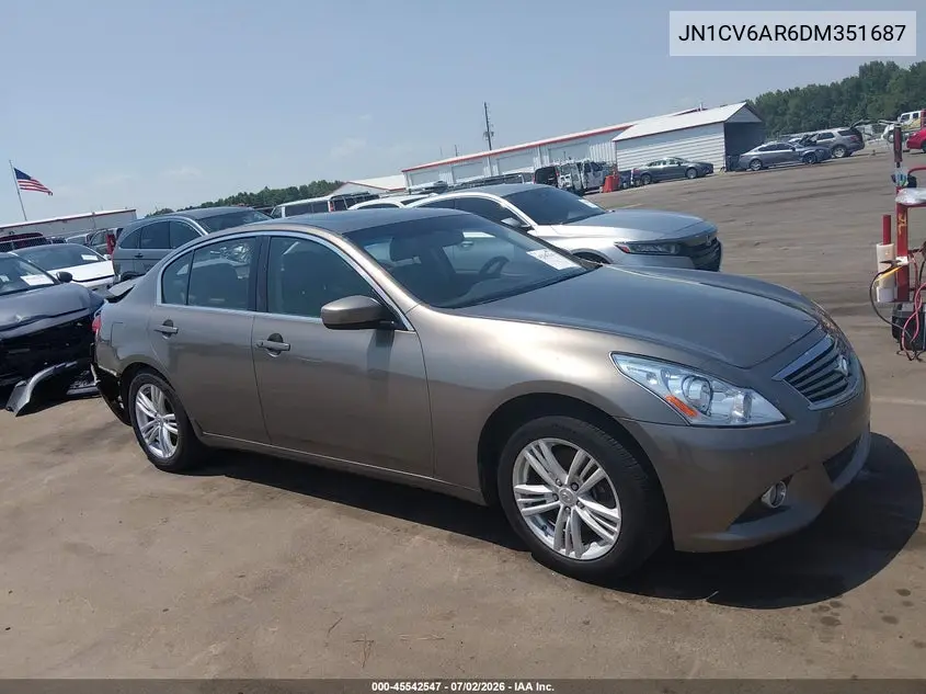 2013 Infiniti G37X VIN: JN1CV6AR6DM351687 Lot: 45542547