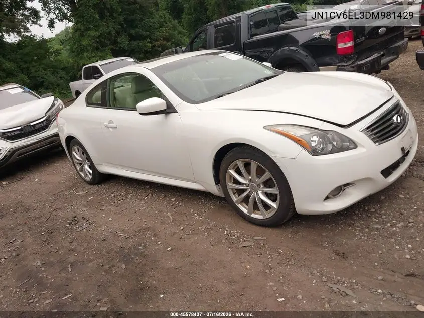 2013 Infiniti G37X VIN: JN1CV6EL3DM981429 Lot: 45578437