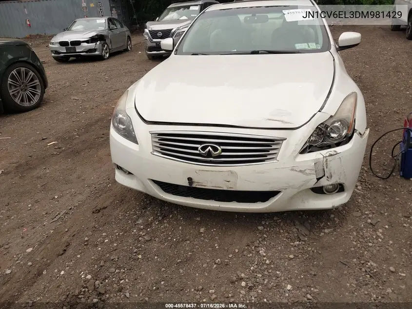 2013 Infiniti G37X VIN: JN1CV6EL3DM981429 Lot: 45578437
