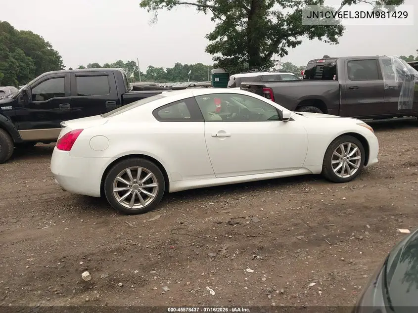2013 Infiniti G37X VIN: JN1CV6EL3DM981429 Lot: 45578437