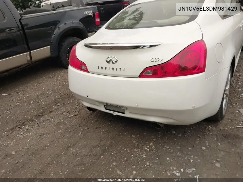 2013 Infiniti G37X VIN: JN1CV6EL3DM981429 Lot: 45578437