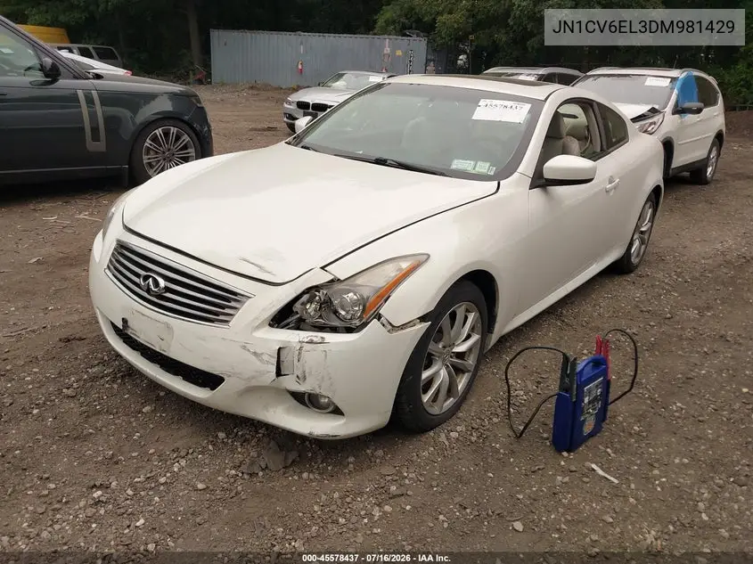 2013 Infiniti G37X VIN: JN1CV6EL3DM981429 Lot: 45578437