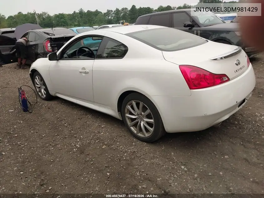 2013 Infiniti G37X VIN: JN1CV6EL3DM981429 Lot: 45578437