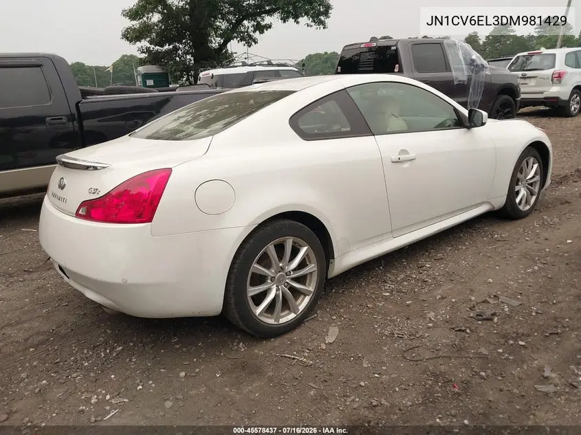 2013 Infiniti G37X VIN: JN1CV6EL3DM981429 Lot: 45578437