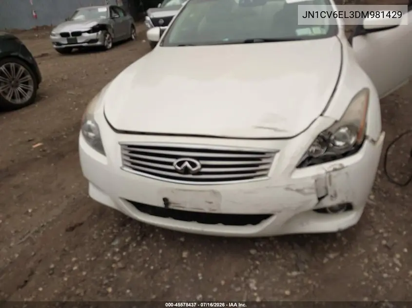 2013 Infiniti G37X VIN: JN1CV6EL3DM981429 Lot: 45578437