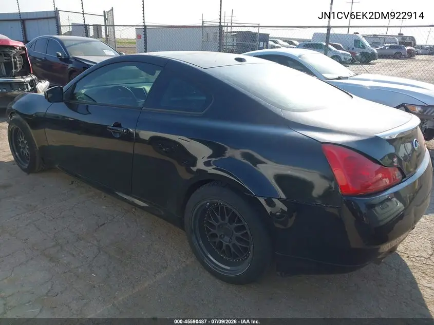 2013 Infiniti G37 Journey VIN: JN1CV6EK2DM922914 Lot: 45590487