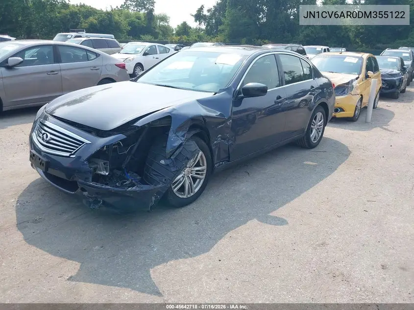 2013 Infiniti G37X VIN: JN1CV6AR0DM355122 Lot: 45642718