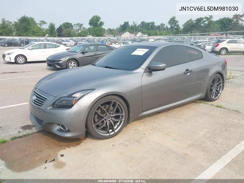 2013 Infiniti G37X VIN: JN1CV6EL5DM981030 Lot: 45646860