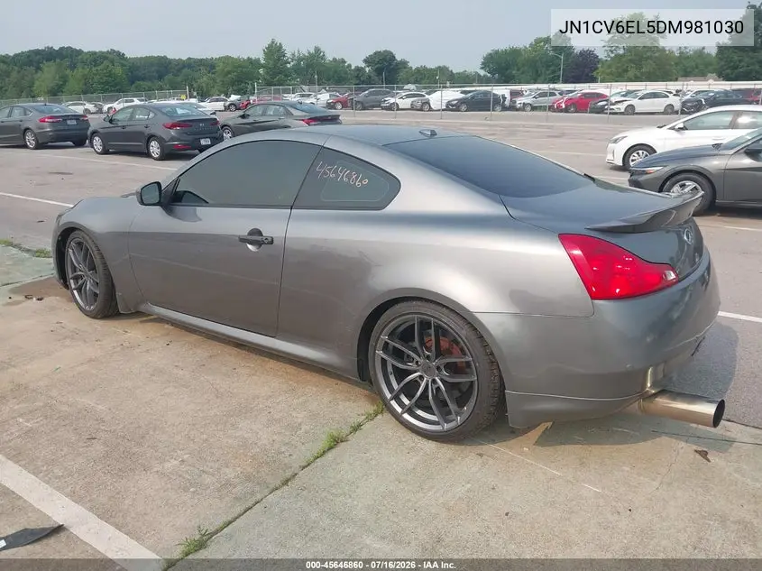 2013 Infiniti G37X VIN: JN1CV6EL5DM981030 Lot: 45646860