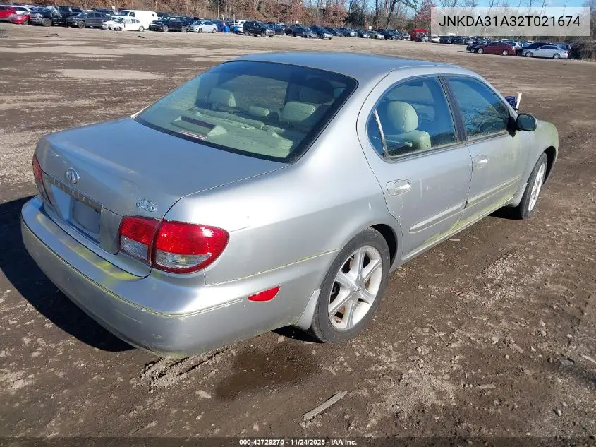 2002 Infiniti I35 Luxury VIN: JNKDA31A32T021674 Lot: 43729270