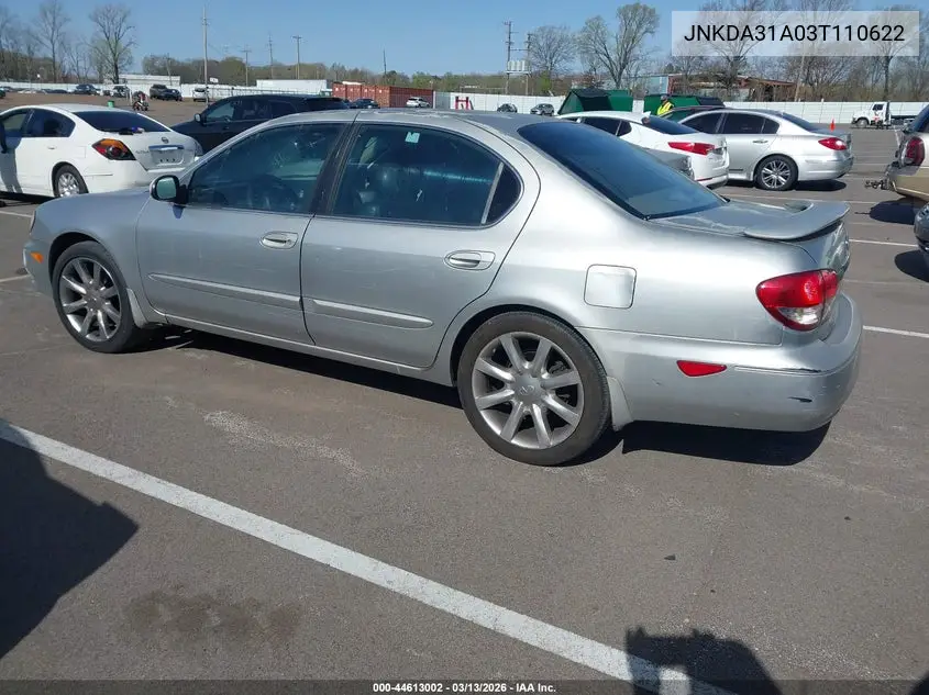 2003 Infiniti I35 Luxury VIN: JNKDA31A03T110622 Lot: 44613002