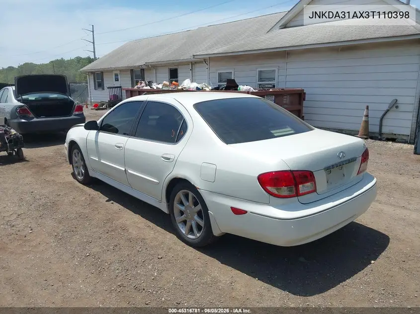2003 Infiniti I35 Luxury VIN: JNKDA31AX3T110398 Lot: 45316781