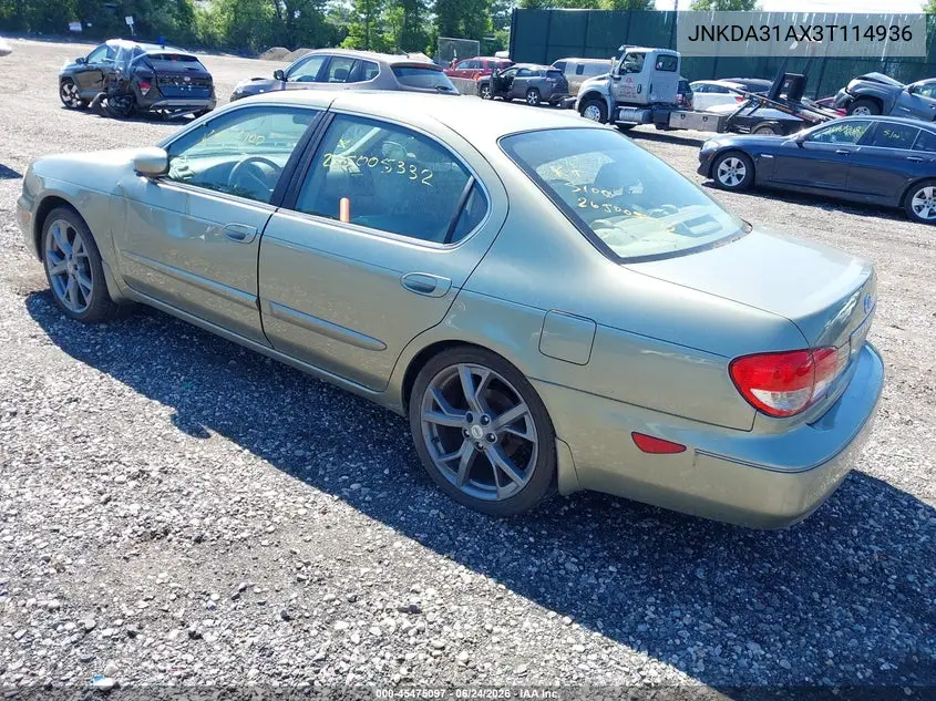 2003 Infiniti I35 Luxury VIN: JNKDA31AX3T114936 Lot: 45475097