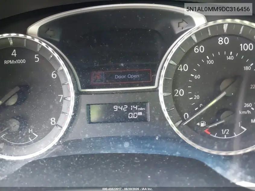 2013 Infiniti Jx35 VIN: 5N1AL0MM9DC316456 Lot: 45522017