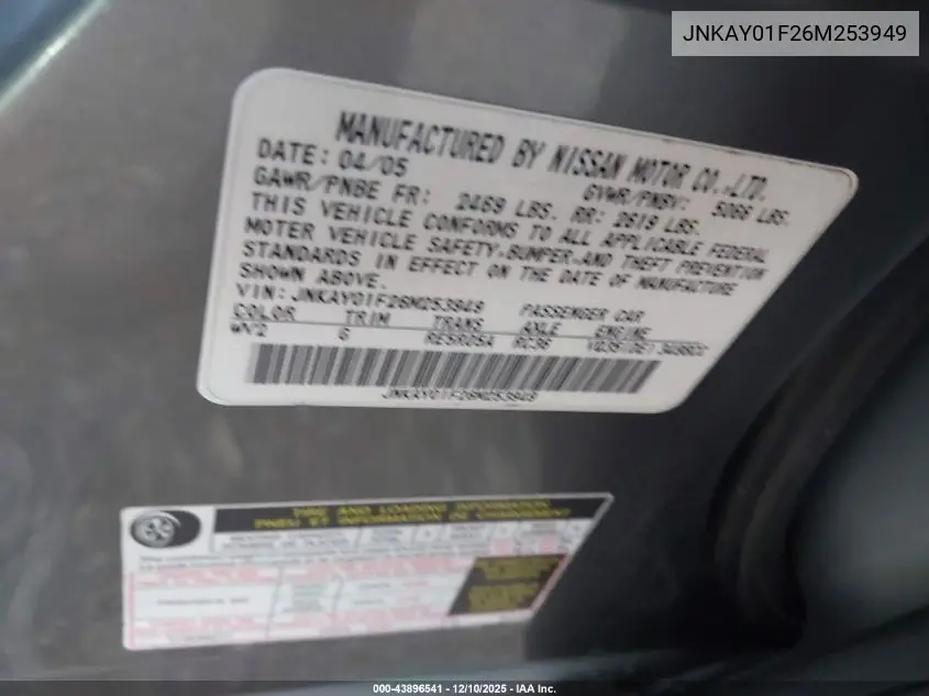 JNKAY01F26M253949 2006 Infiniti M35X
