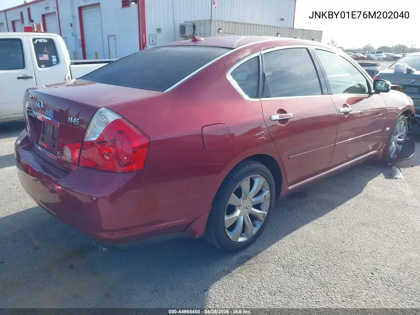 2006 Infiniti M45 VIN: JNKBY01E76M202040 Lot: 44965450