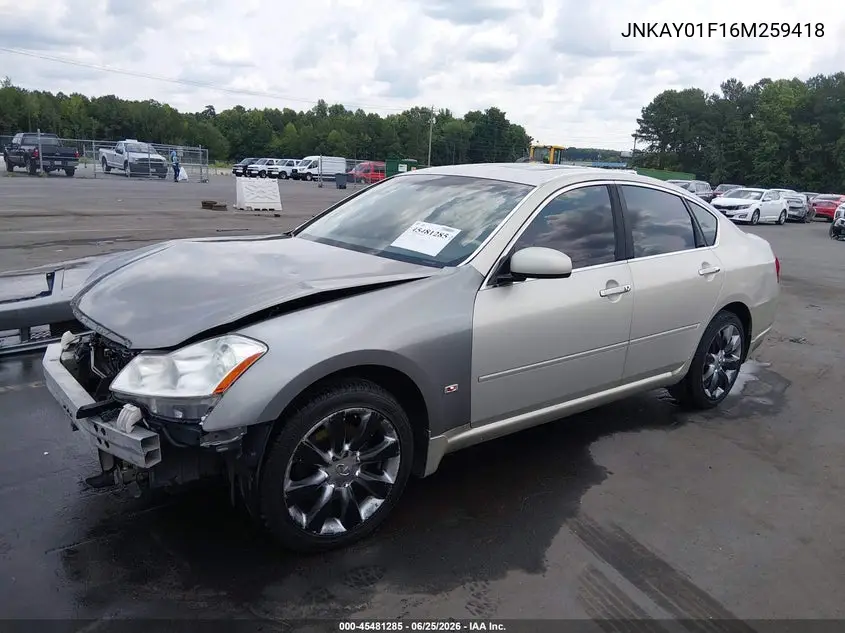 2006 Infiniti M35X VIN: JNKAY01F16M259418 Lot: 45481285
