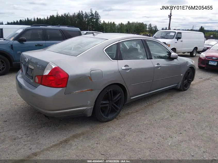 2006 Infiniti M45 Sport VIN: JNKBY01E76M205455 Lot: 45540457