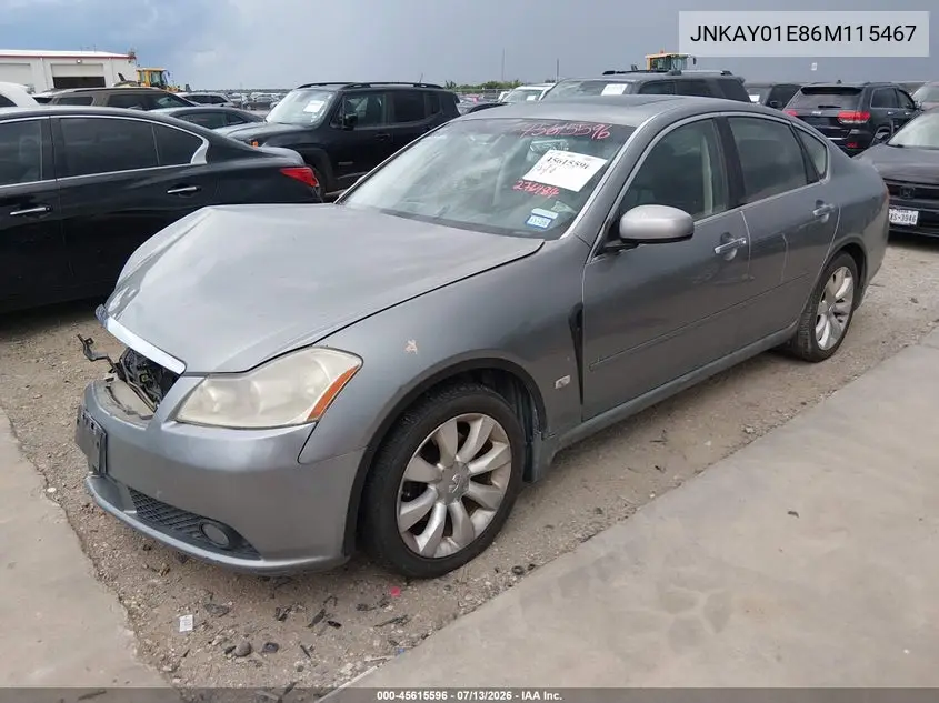2006 Infiniti M35 VIN: JNKAY01E86M115467 Lot: 45615596