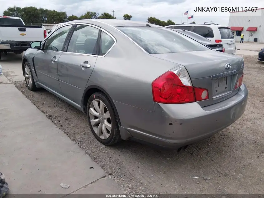 2006 Infiniti M35 VIN: JNKAY01E86M115467 Lot: 45615596