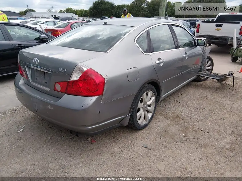 2006 Infiniti M35 VIN: JNKAY01E86M115467 Lot: 45615596