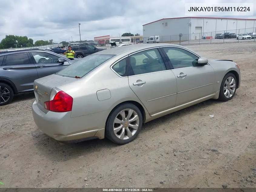 2006 Infiniti M35 VIN: JNKAY01E96M116224 Lot: 45616430