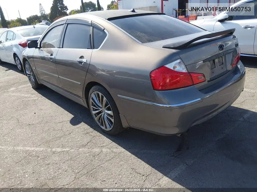 2008 Infiniti M35X VIN: JNKAY01F58M650753 Lot: 45200304