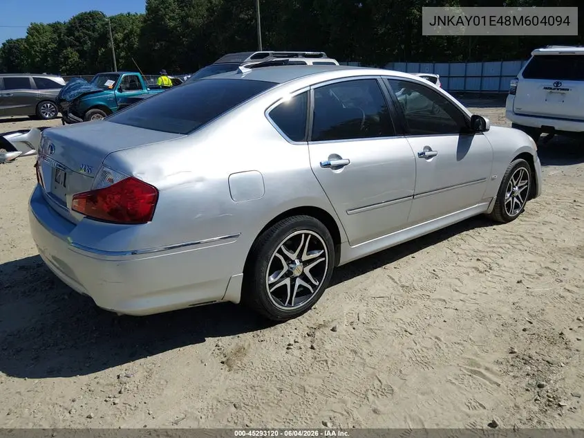 2008 Infiniti M35 VIN: JNKAY01E48M604094 Lot: 45293120