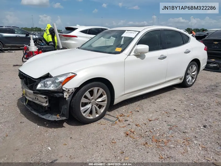 2011 Infiniti M37 VIN: JN1BY1AP6BM322286 Lot: 45248517