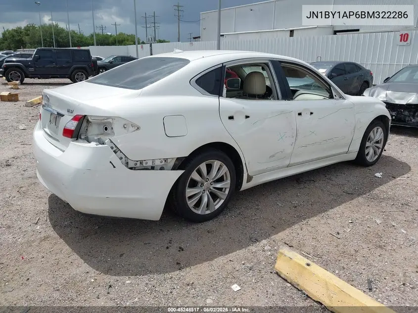 2011 Infiniti M37 VIN: JN1BY1AP6BM322286 Lot: 45248517