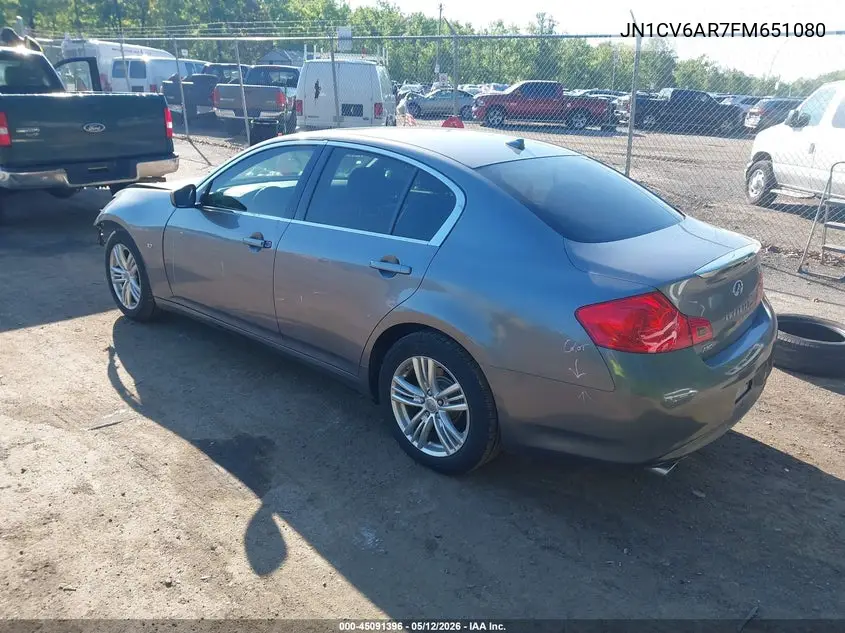 2015 Infiniti Q40 VIN: JN1CV6AR7FM651080 Lot: 45091396