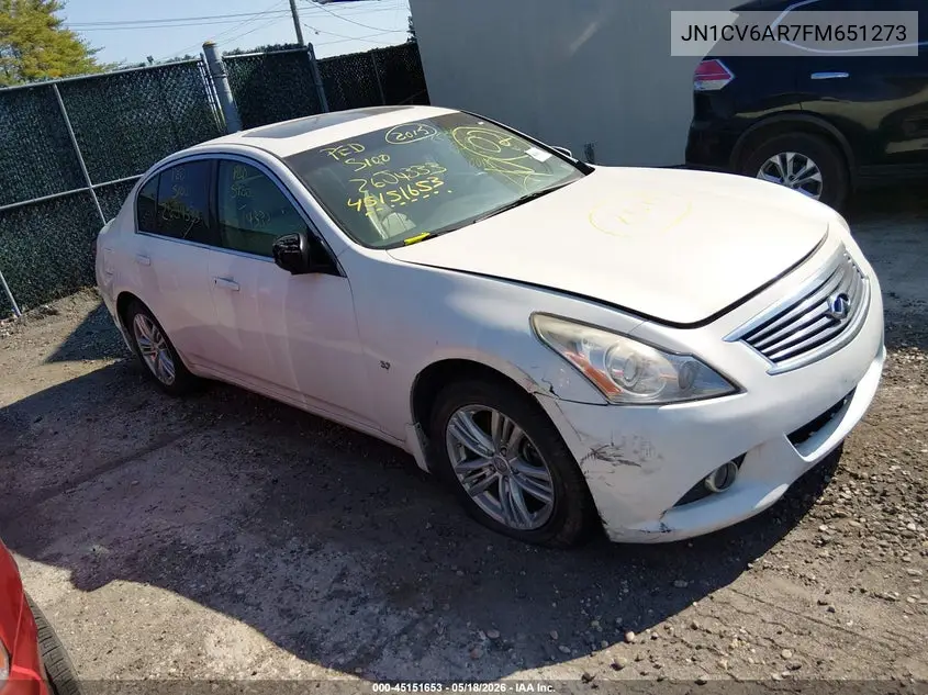 2015 Infiniti Q40 VIN: JN1CV6AR7FM651273 Lot: 45151653