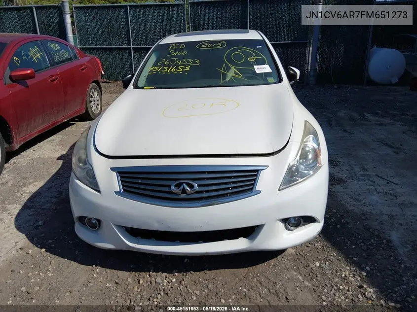 2015 Infiniti Q40 VIN: JN1CV6AR7FM651273 Lot: 45151653