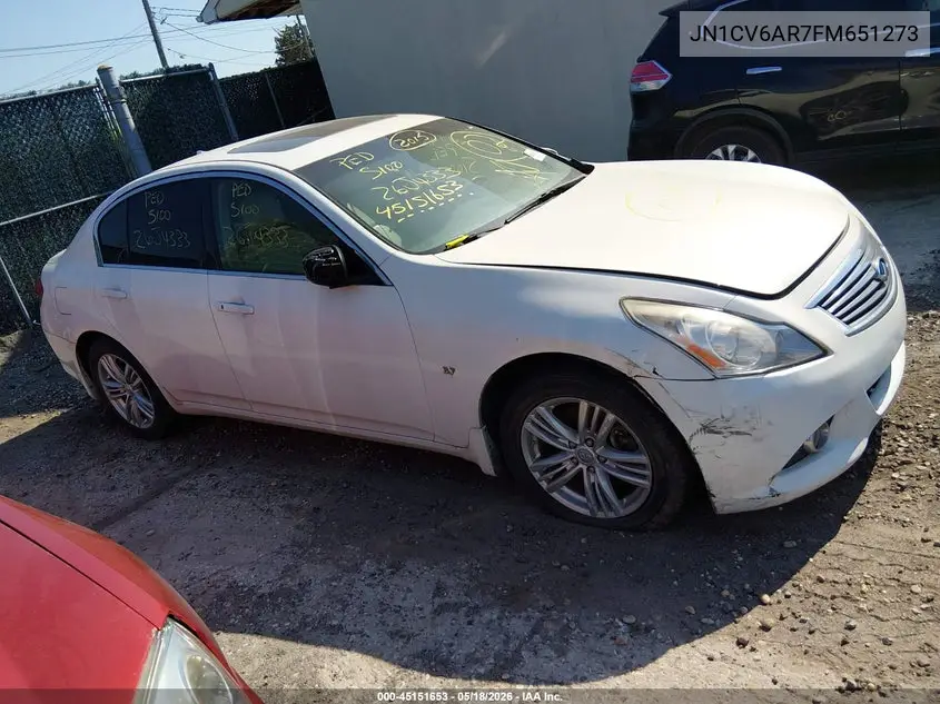 2015 Infiniti Q40 VIN: JN1CV6AR7FM651273 Lot: 45151653