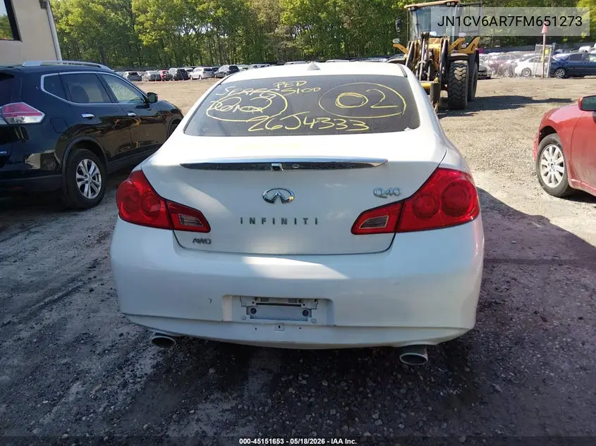 2015 Infiniti Q40 VIN: JN1CV6AR7FM651273 Lot: 45151653