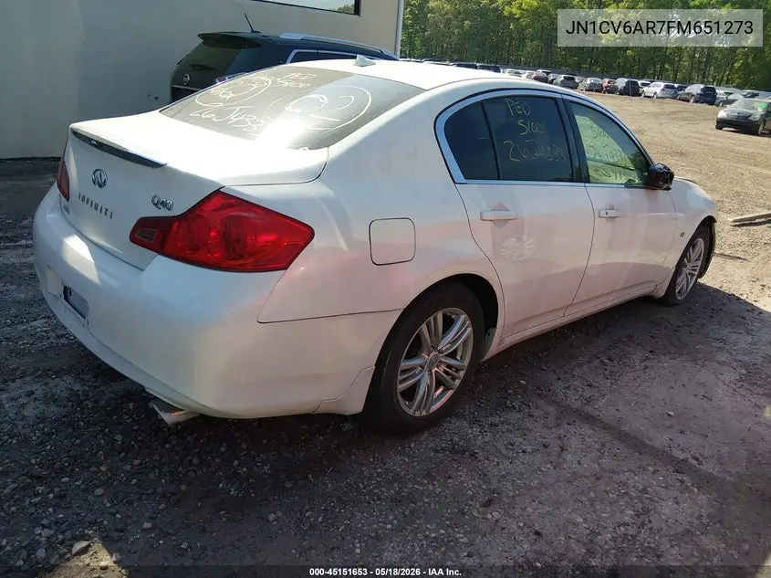 2015 Infiniti Q40 VIN: JN1CV6AR7FM651273 Lot: 45151653