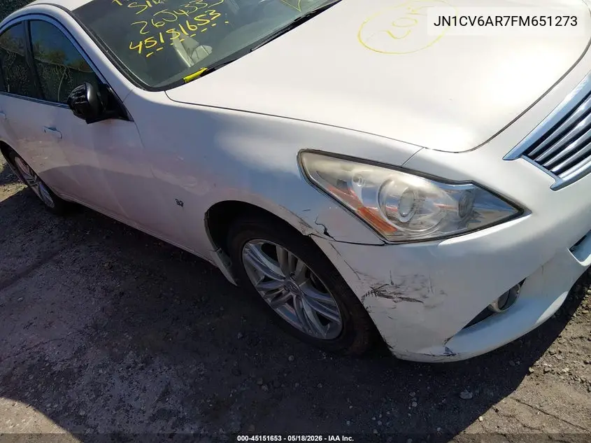 2015 Infiniti Q40 VIN: JN1CV6AR7FM651273 Lot: 45151653