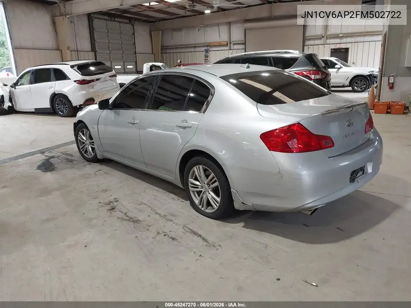 2015 Infiniti Q40 VIN: JN1CV6AP2FM502722 Lot: 45247270
