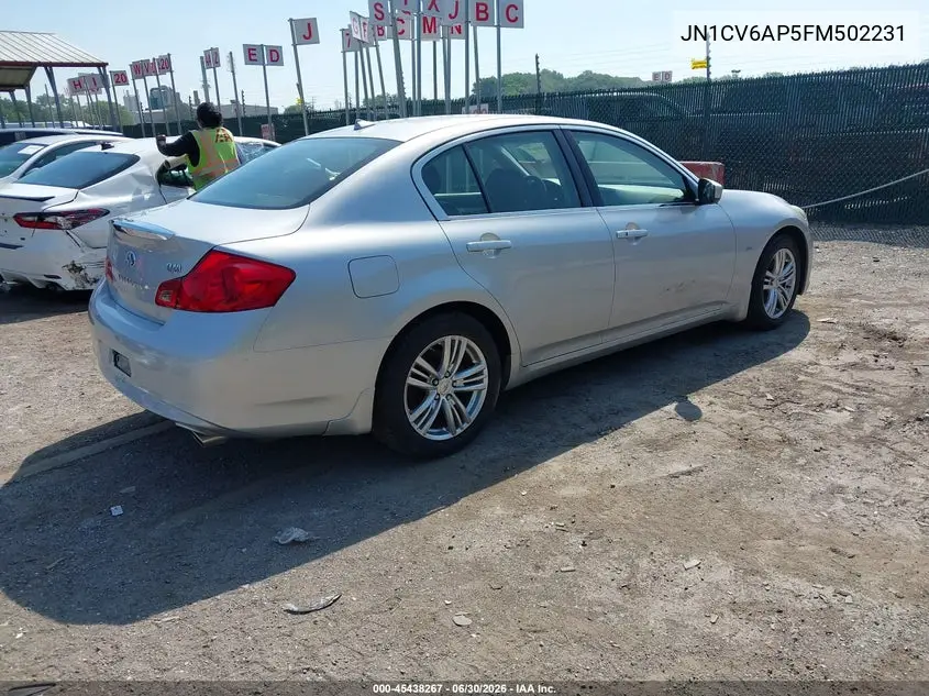 2015 Infiniti Q40 VIN: JN1CV6AP5FM502231 Lot: 45438267