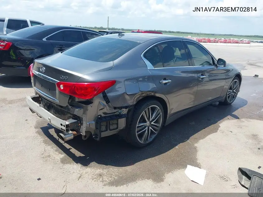 2014 Infiniti Q50 Hybrid Sport VIN: JN1AV7AR3EM702814 Lot: 45540615