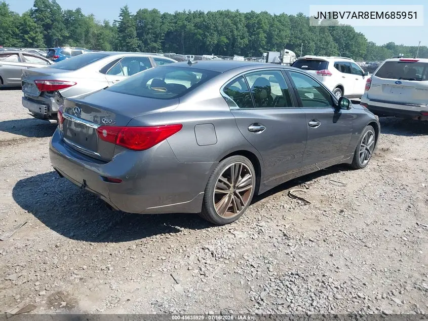 2014 Infiniti Q50 Sport VIN: JN1BV7AR8EM685951 Lot: 45635929