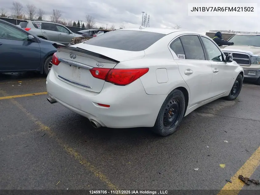 2015 Infiniti Q50 Premium/Sport VIN: JN1BV7AR6FM421502 Lot: 12459705