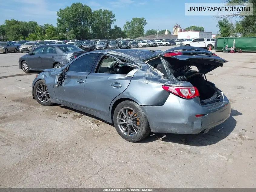 2015 Infiniti Q50 VIN: JN1BV7AP6FM356388 Lot: 45512847