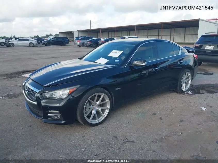 2016 Infiniti Q50 3.0T Red Sport 400 VIN: JN1FV7AP0GM421545 Lot: 45340212