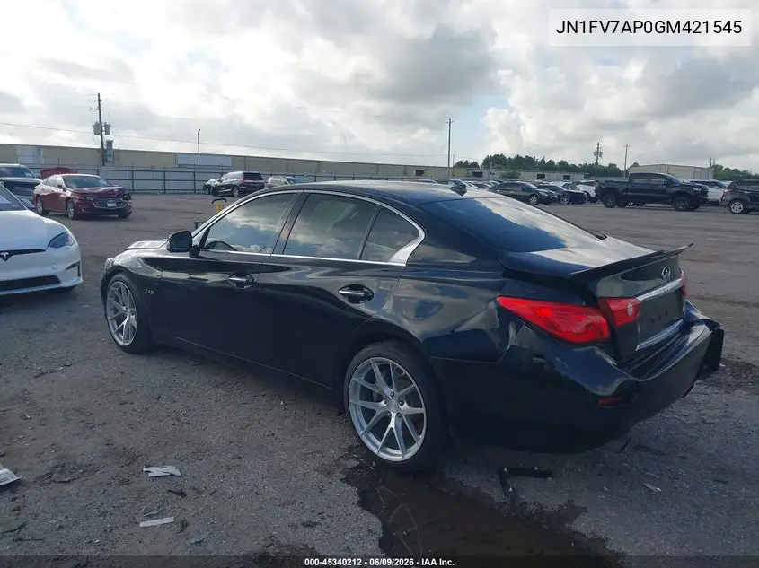 2016 Infiniti Q50 3.0T Red Sport 400 VIN: JN1FV7AP0GM421545 Lot: 45340212