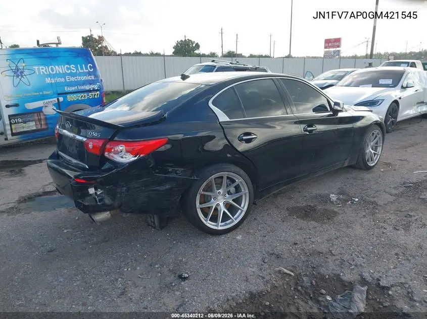 2016 Infiniti Q50 3.0T Red Sport 400 VIN: JN1FV7AP0GM421545 Lot: 45340212