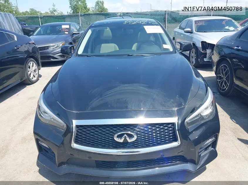 2016 Infiniti Q50 3.0T Red Sport 400 VIN: JN1FV7AR4GM450788 Lot: 45558106